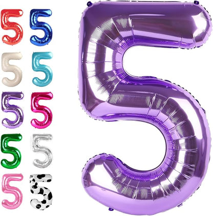 Purple Number 5 Balloon 40 inch, Balloon numbers party supplies, deco photo by Upgesy