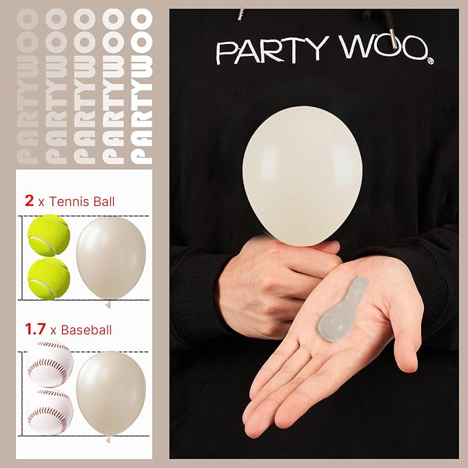 PartyWoo White Balloons 100pcs Sand White Beige Cream Ivory Boho Neutral | - Image 3