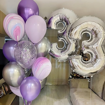 Silver Number Balloons, 40inch Large Number 4 Foil Helium Balloons - Image 5