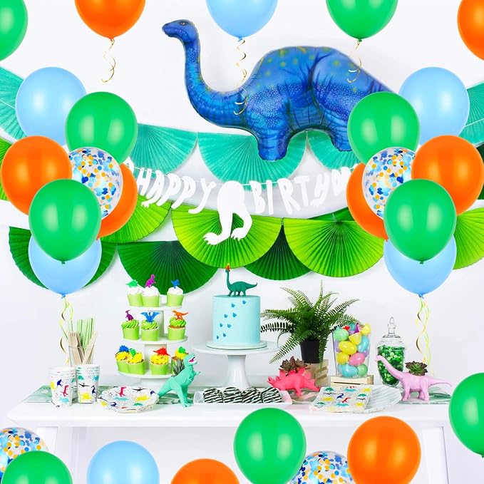Orange Blue and Green Latex Balloons - Image 3