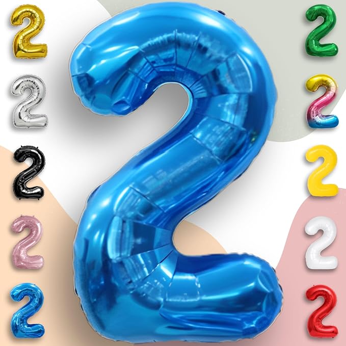 Blue Number Balloon 2 Mylar Foil Balloons 40 inch - Image 6