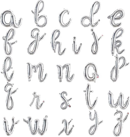 TONIFUL Cursive Silver Letter Balloon 2 Set 16 Inch A-Z Custom Foil Banner | 52 by TONIFUL