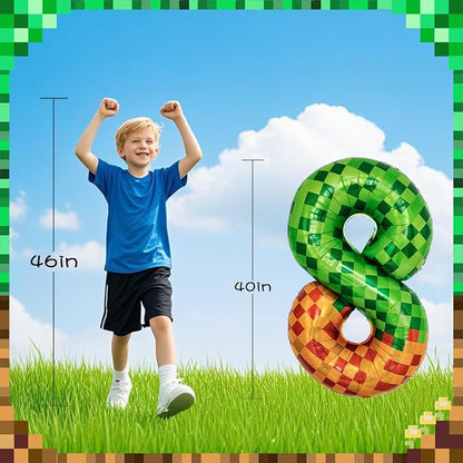 Pixel & TNT Theme 40in Giant Number Balloons - Image 4