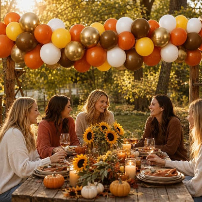 Fall Balloons, 12 Inch Burnt Orange Brown Metallic Gold Balloon - Image 6