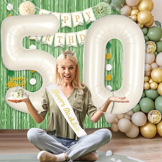 Cream White Number 6 Balloon for First Birthday Decorations, 40 inch Huge Beige - Image 4