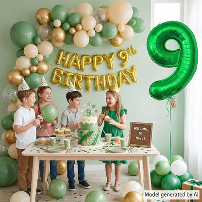 Green Number 9 Balloon 40 Inch, Vibrant Foil - Image 6