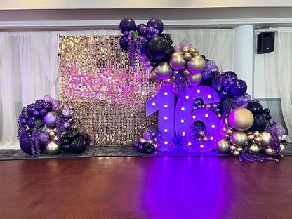 Purple and Gold Balloon Arch Kit, Different Size Balloons - Image 3