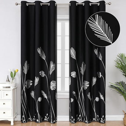 Elegant Natural Palm Tree Design Black Out Curtains Thermal Insulated Window by ESTELARTEXTILER