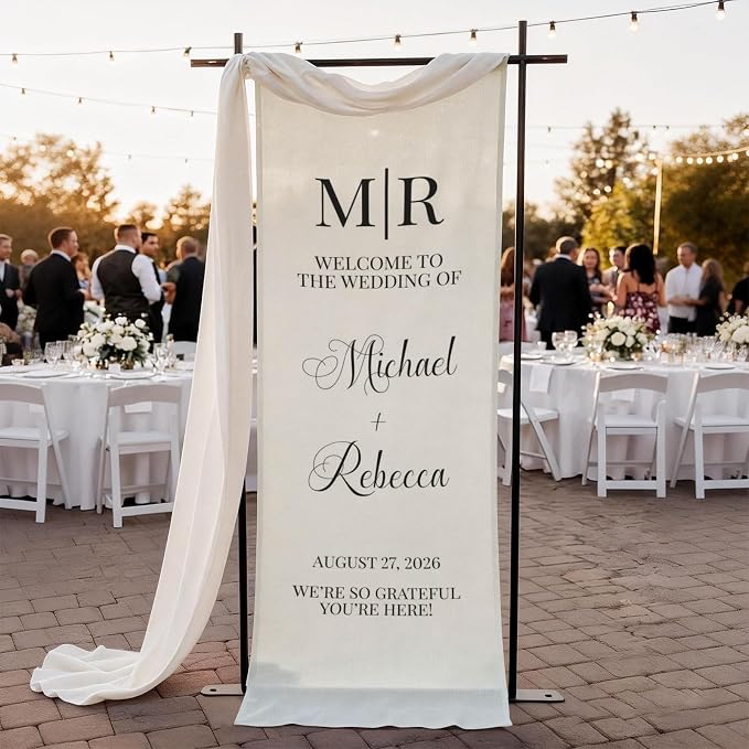 Custom Fabric Wedding Welcome Sign, Personalized Soft Cotton Linen Wedding Sign by CALLADECORGIFTS