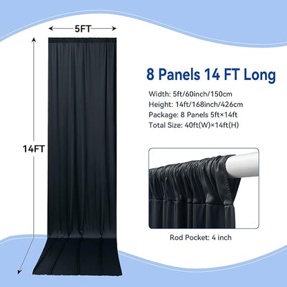 40×14ft Wrinkle Free Black Backdrop Curtain - Image 2