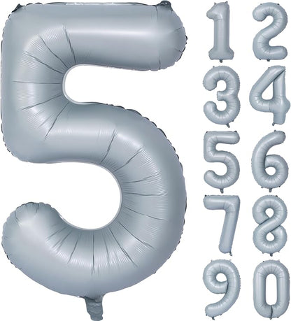 40 In Matte Gray Number 5 Balloons Helium Foil Mylar Balloon Digit 5 | by Exquisitehighqualitypartydecorationstomeetyoureveryneed%EF%BC%81