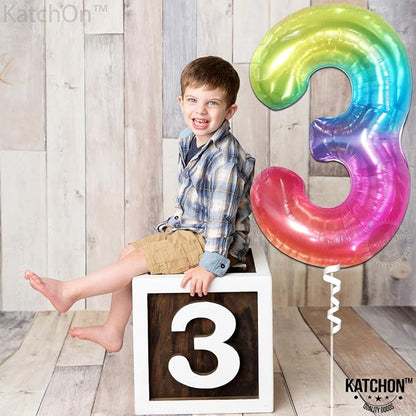 KatchOn, Giant Jelly Rainbow Number 3 Balloon - Image 5
