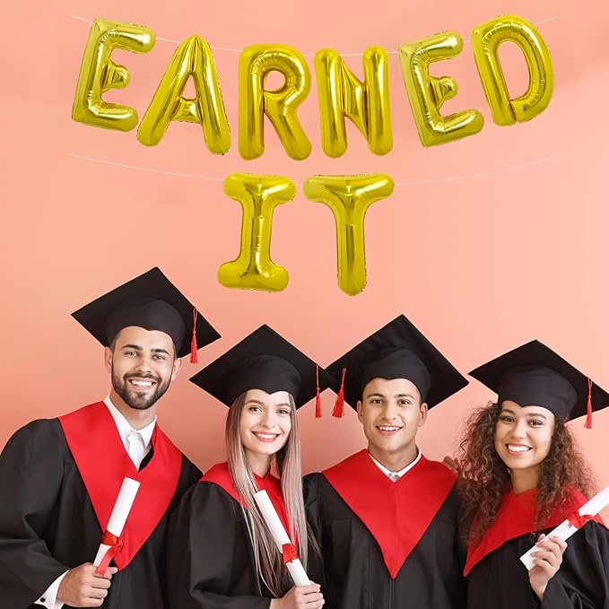 TONIFUL Gold Earned It Graduation Balloon Banner 2026 Nurse Graduations - Image 4
