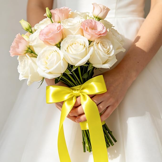 1In 30Yards Lemon Yellow Satin Ribbon - Image 5