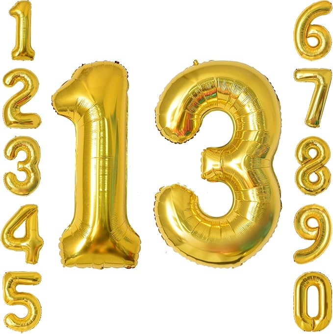Gold Number 13 Balloon 40 Inch, Shiny Foil Decor by Unknown