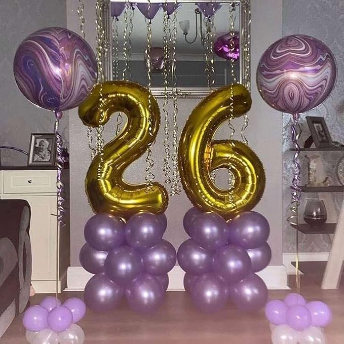 Gold 26 Number Balloons, 40 Inch Giant Number 26 Balloons Foil Mylar Helium - Image 4