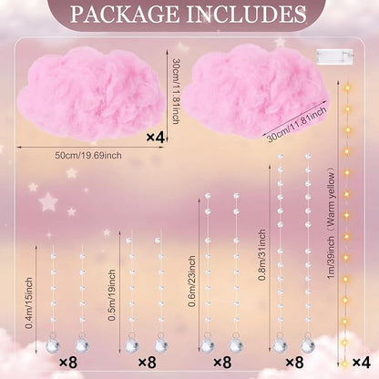 Marsui Artificial Cloud Props LED Hanging Pink Light String Fake Imitation 3D - Image 4