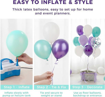 LovesTown Mermaid Purple Blue and White Balloons, 12 Inch | Latex, soft color - Image 6