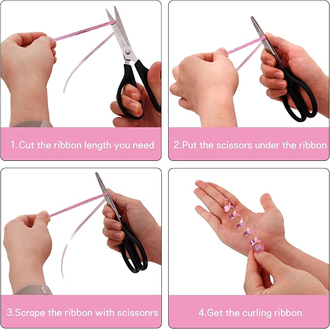 BEISHIDA 500 Yards Pink Ribbon Crimped Curling, Balloon String Shiny Metallic - Image 3