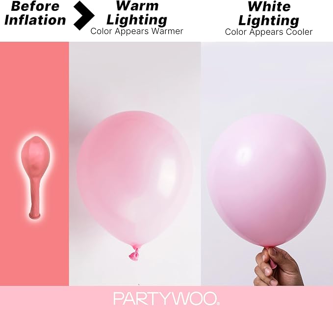 PartyWoo Baby Pink Balloons 128 pcs Different Sizes of 18 12 10 5 Inch Pastel - Image 3