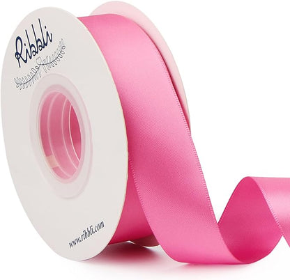 Ribbli Hot Pink Double Faced Satin Ribbon, 1” x Continuous 25 Yards, Use by Ribbli
