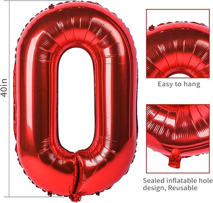 40 inch Number Balloon 0-9 Red Large Number 12 Balloons, Digital Balloons - Image 3