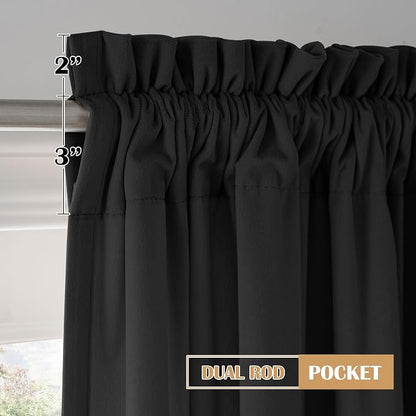Beauoop Velvet Curtains for Bedroom Living Room Black 52x108 2 Panels | Soft - Image 7