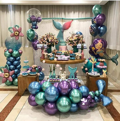 10pcs 18 inch Metallic Green Balloons, Thick Latex Chrome Helium Balloons - Image 4