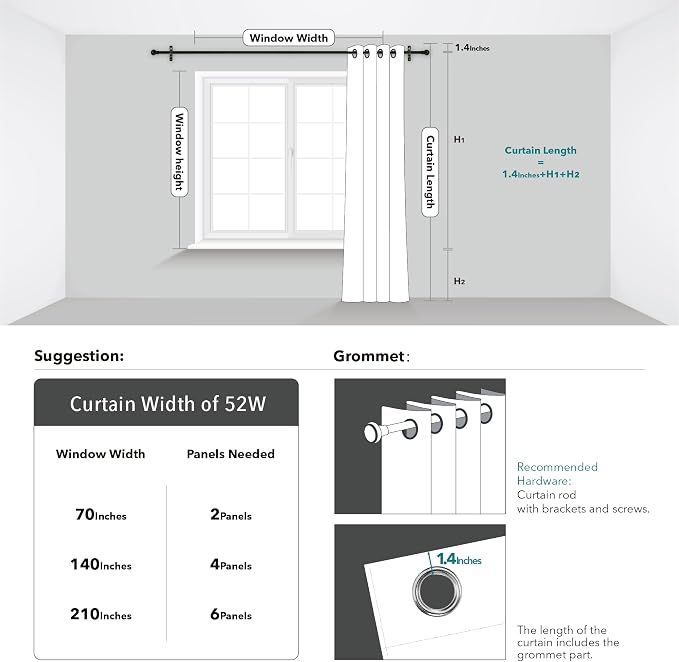 Deconovo Living Room Curtains 95 Inches Long, Thermal Insulated, Room Darkening - Image 9