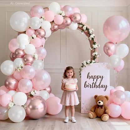 Pearl Pink White Balloons Arch Kit Double Stuffed, Party Decor. | Pastel/Light - Image 5