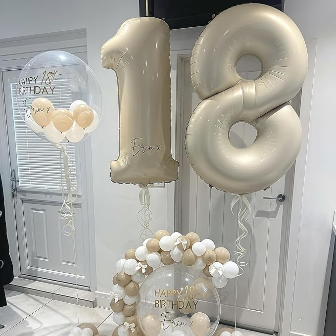 Cream Number 16 Balloons, 40 Inch 16 Balloons Giant Helium Foil Mylar Beige 16 - Image 6