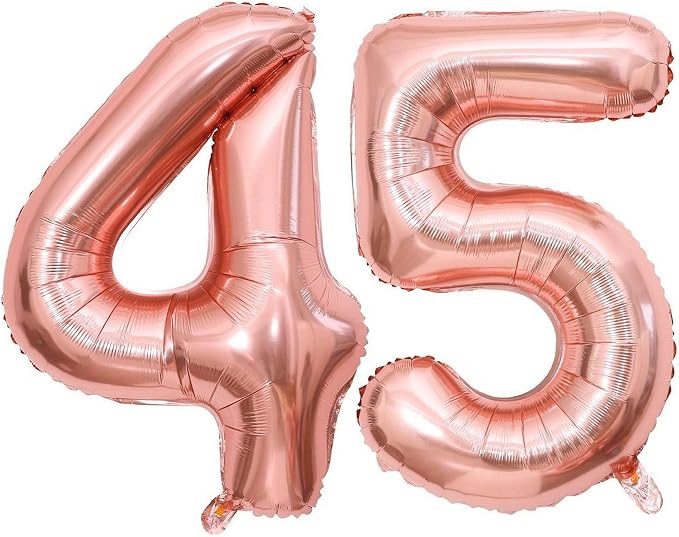 Rose Gold 45 Number Balloons, 40 Inch Giant Number 45 Balloons Foil Mylar by Lovoir