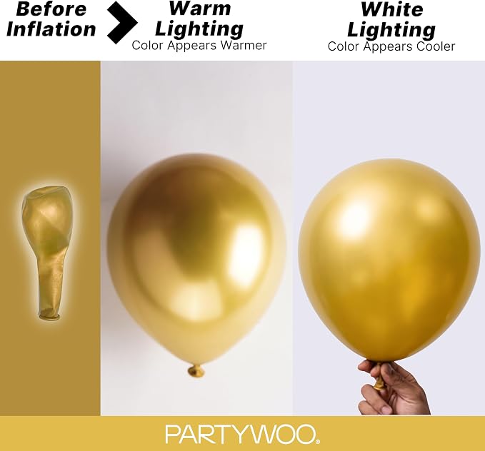 PartyWoo Gold Balloons 152pcs Different Sizes of 18 12 10 5 Inch | Balloons - Image 3