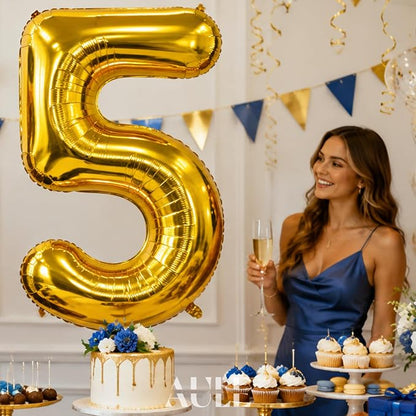 AULE 40 Inch Gold 5 Balloon Number Foil 0-9 Birthday Big Numbers | Birthday - Image 3
