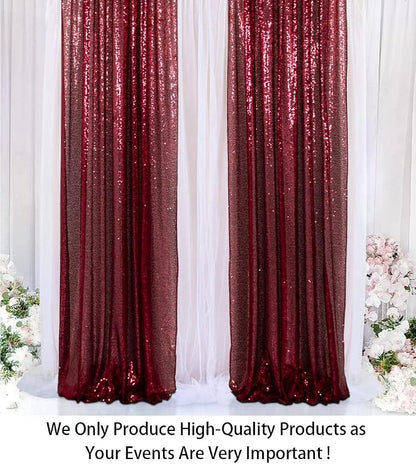 ShinyBeauty Sequin Curtains 2 Panels Burgundy 2FTx8FT Sequin Photo Backdrop - Image 2