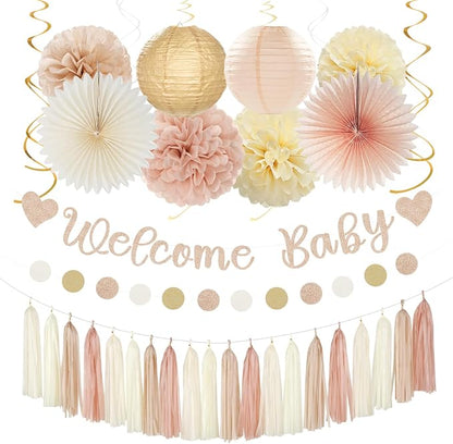 Champagne-Gold Beige Fall Baby-Shower Party-Decorations by Burgleda