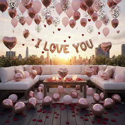 Valentines Day Balloons Garland Arch Kit, Rose Gold Pink Heart I love You - Image 6