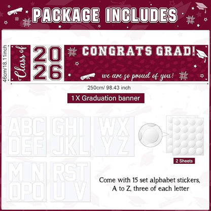 Graduation Congratulations Banner Decorations, Class of 2026 Personalized - Image 2