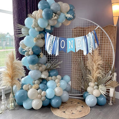 Dusty Blue Sand White Balloons - Image 3