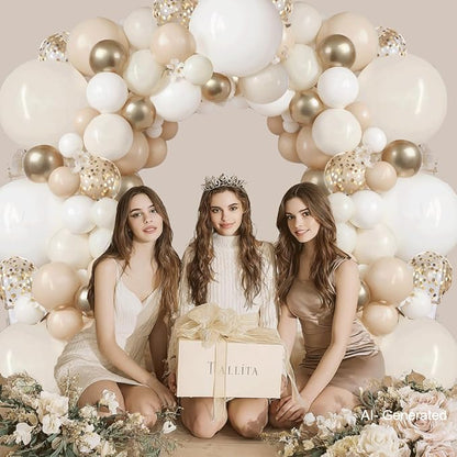 Sand White Ivory Gold Balloon Arch Kit, Party Decoration | Light White Beige - Image 5