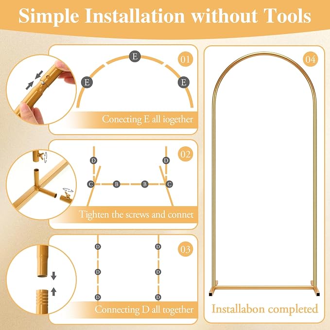 Frienda Gold Wedding Photo Arch Backdrop Stand Balloon Arch Stand - Image 3