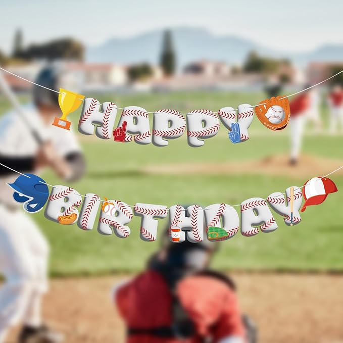 Baseball Birthday Decorations Baseball Happy Birthday Banner Sport Theme - Image 7