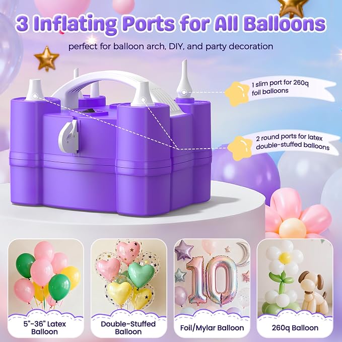 Keaibuding Electric Balloon Pump, 4-in-1 Triple Nozzles - Image 2