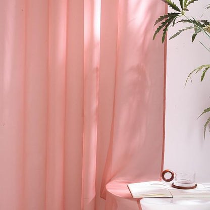 NICETOWN Living Room Coral Pink Sheer Curtains 96 inch Length, Grommet Airy - Image 5