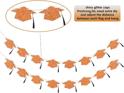 Graduation Decorations Class of 2026 Orange Graduation Cap Banner - Image 3