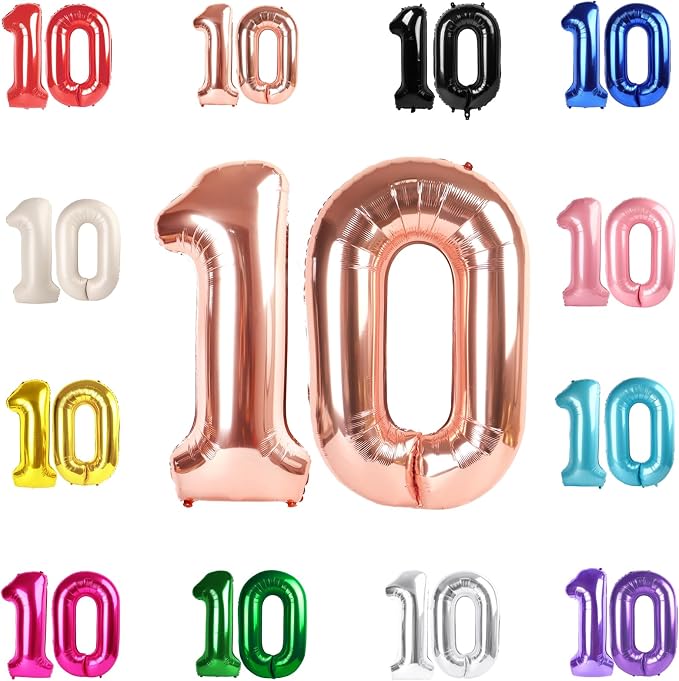 Rose Gold Number 10 Balloon 40 Inch by IWERP