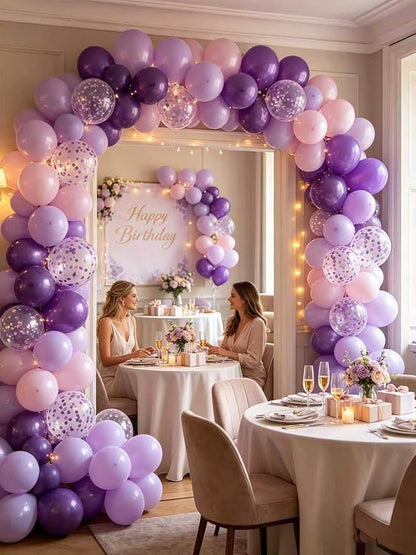 Purple Balloons 12 Inch 60 Pcs Metallic Pearl Light Purple Latex Confetti - Image 7
