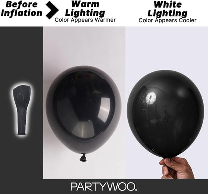 PartyWoo Black Balloons 101pcs Matte Latex Helium Balloons 12 Inch | Baby - Image 3