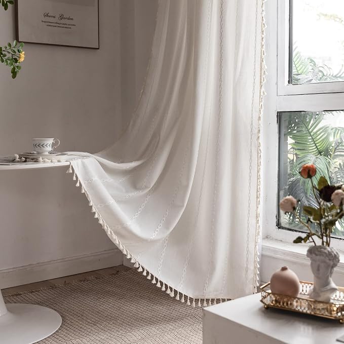 Boho Linen Curtains Off White - Image 2