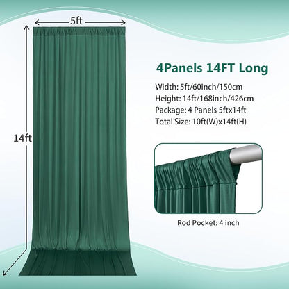 20×14 ft Hunter Green Wrinkle Free Backdrop Curtain, Soft Silky Polyester - Image 4